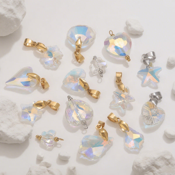 Stainless Steel Melon Seed Buckle Transparent Small Pendant Diy Jewelry Accessories