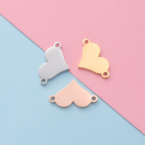 Mirror Stainless Steel Peach Heart Love Jewelry Accessories Diy Outer Hole Heart Shape Laser Personalized Pendant