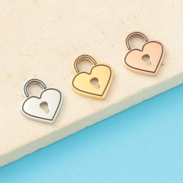 Mirror Stainless Steel With Hole Dripping Oil Love Small Lock Pendant Diy Jewelry Accessories