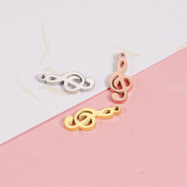 Mirror Stainless Steel Flat Cut Note Accessories Diy Music Charm Bracelet Necklace Pendant
