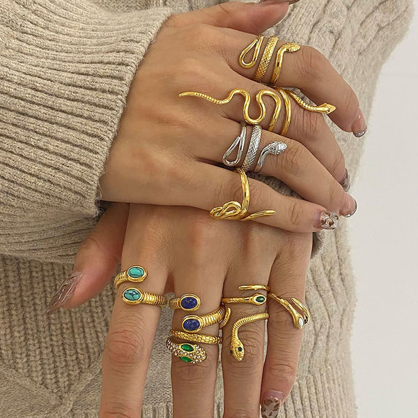 Stainless Steel Snake Rings High-End Niche Wind Open Rings Hand Jewelry
