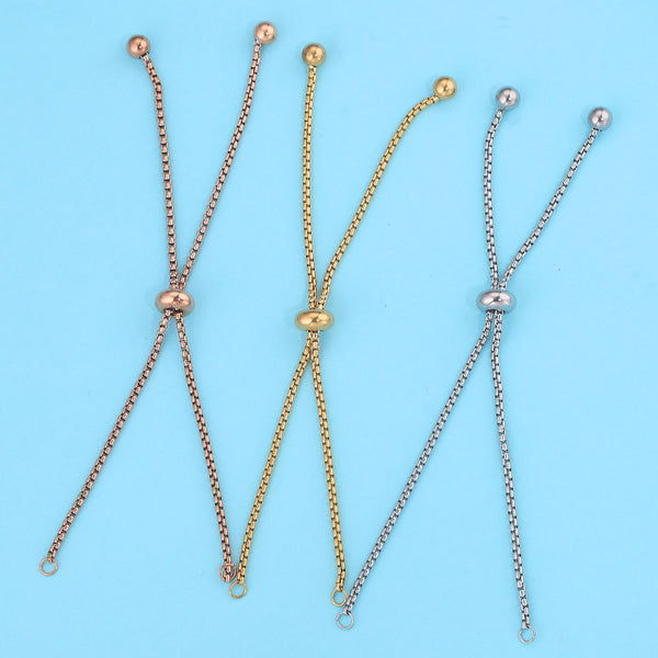 1.8 Thick Bolo Bracelet Diy Stainless Steel Square Pearl Chain Adjustable Diy Bracelet Chain 11cm