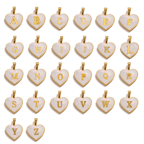 Stainless Steel Peach Heart Pendant English Letter Pendant Diy Handmade Accessories
