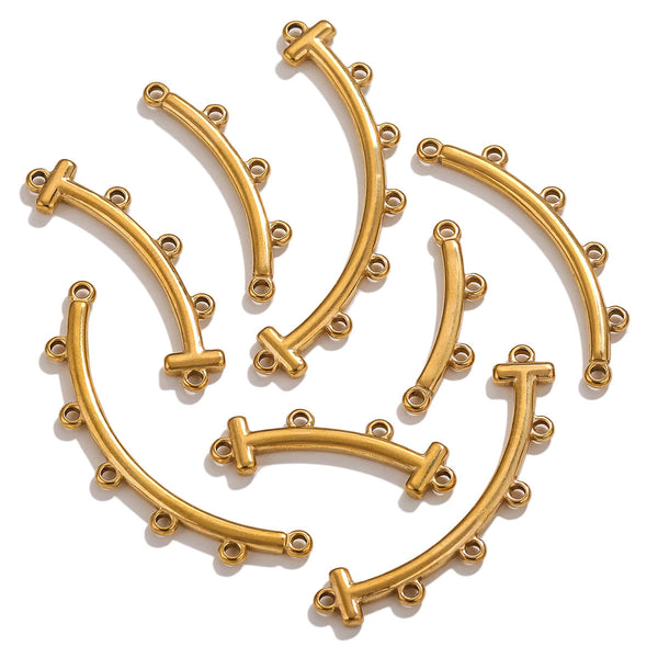 Stainless Steel Bohemian Multi Strand Porous Bend Connector DIY Jewelry Making