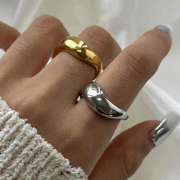 Stainless Steel Rings Niche Exaggerated Finger Rings 18k Gold Hand Jewelry