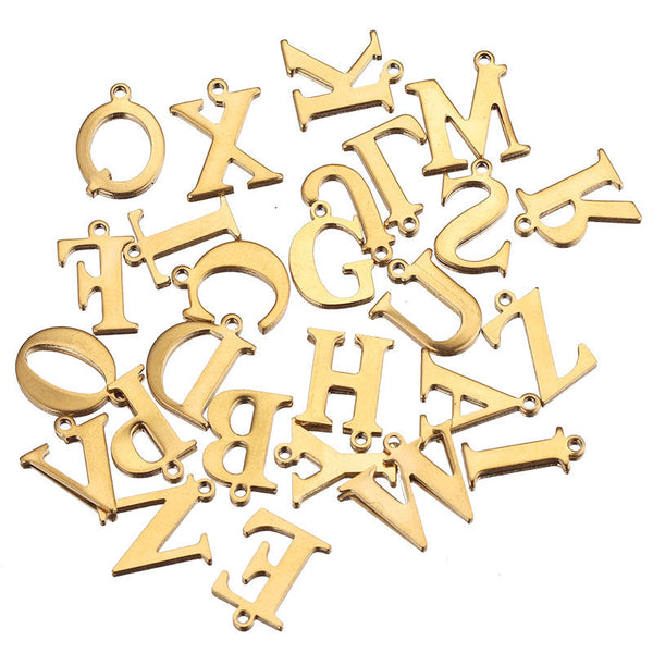 26 Letters Stainless Steel Pendant Bracelet Necklace English Letter Pendant Diy Jewelry Accessories