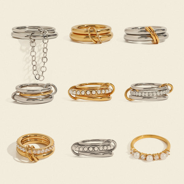 Stainless Steel Stacked Pearl Rings High-Quality Ins Wind Rings Hand Jewelry