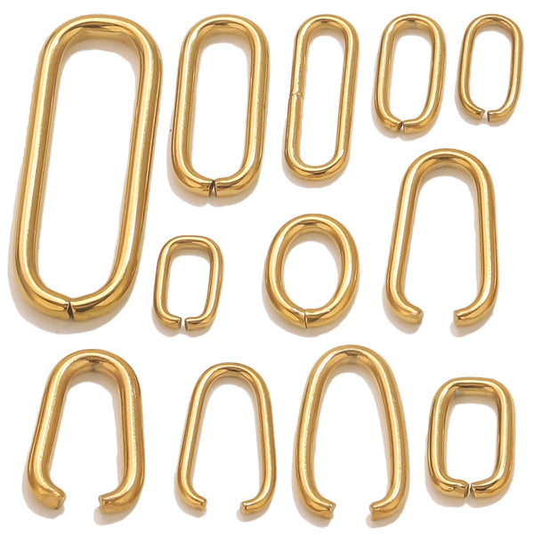 20PCS/Bag Stainless Steel Oval Melon Seed Buckle Necklace Buckle Diy Handmade Semi-Finished Pendant Buckle Jewelry Accessories