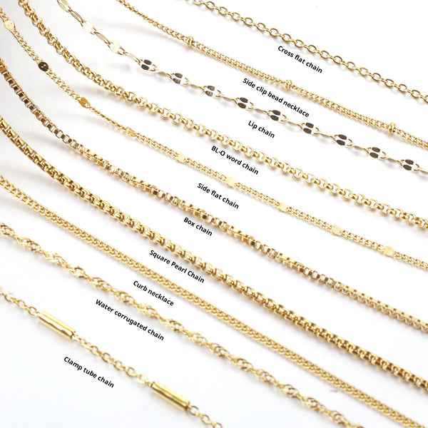 Women's 45+5cm Lip Necklace Stainless Steel Water Ripple Chain