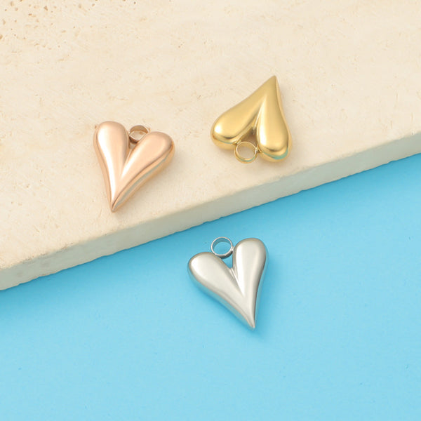 Stainless Steel Outer Single Hole Peach Heart Heart Shape Diy Pendant Accessories