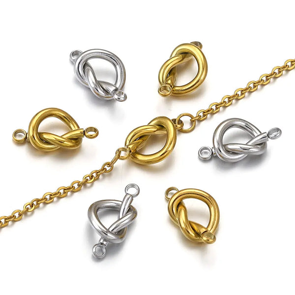 Stainless Steel Gold Plated Double Hole Cardioid Connector Pendant Rope Cross Pendant DIY Jewelry Accessories