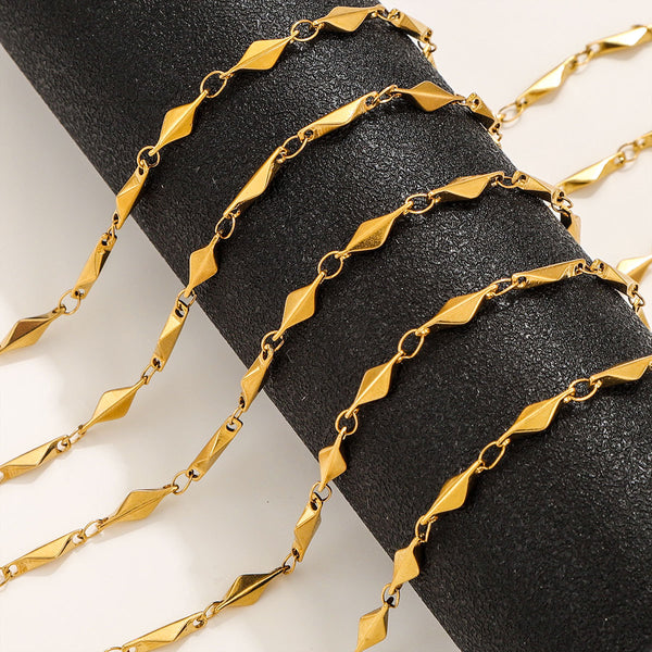 Versatile Geometric Handmade Diamond Chain Stainless Steel Triangle Diy Jewelry Accessories