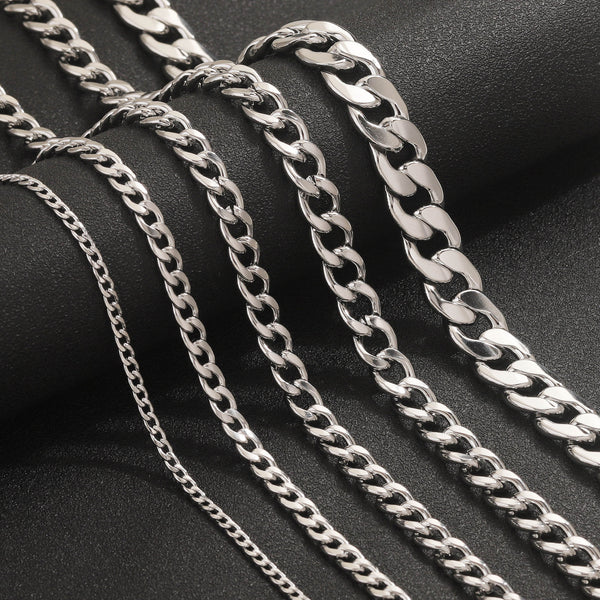Stainless Steel NK rice chain waterproof Cuban chain DIY accessories