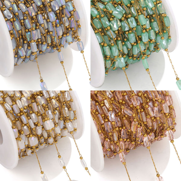Crystal Chain Vacuum Gold Plated Stainless Steel Chain Clip Bead Diy Chain