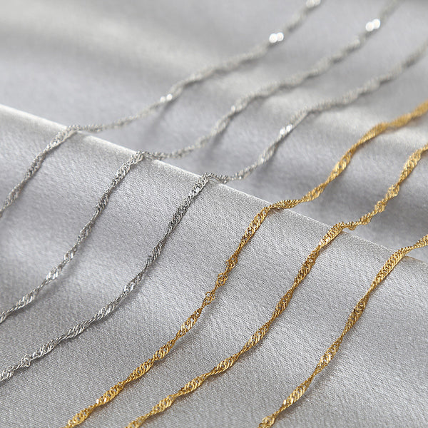 Stainless Steel Color Retention 18K Gold 2mm Water Wave Chain Handmade Semi-finished Chain DIY Jewelry Accessories