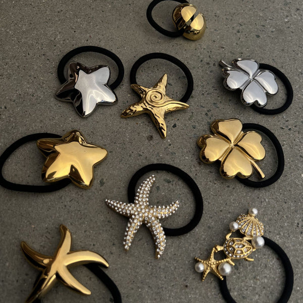 Stainless Steel Star Hair Ring Headwear Ins High-End Ponytail Leather Band Head Rope