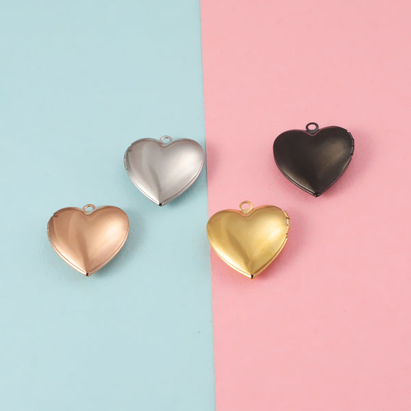 316L Mirror Stainless Steel Peach Heart Heart Photo Box DIY Couple Heart Jewelry Accessories Pendant 22.6*25mm