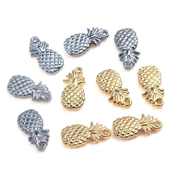 Stainless Steel Pineapple Small Pendant Hydraulic Tag Diy Pendant Jewelry Handmade Accessories 8.5*17mm