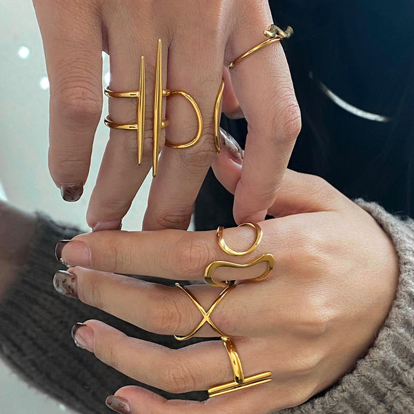 Stainless Steel Irregular Rings With A Sense Of Luxury Niche Open Rings Hand Jewelry