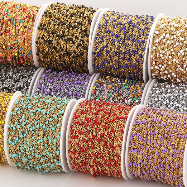 Stainless Steel Flat Cross Enamel Dripping Oil Clip Bead Chain Diy Handmade Chain Jewelry