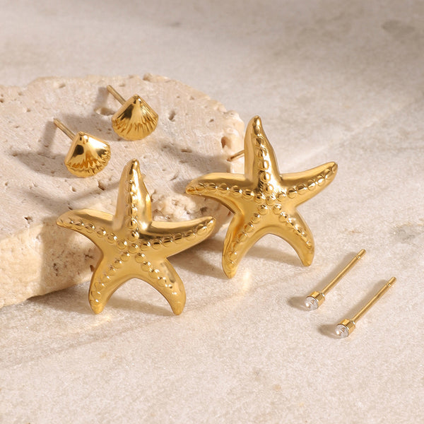 3pcs/Set Stainless Steel Starfish Earrings High-Quality Shell Earrings
