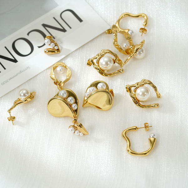 Stainless Steel Earrings High-End Irregular Exaggerated Heart Shape 18k Earrings Spot