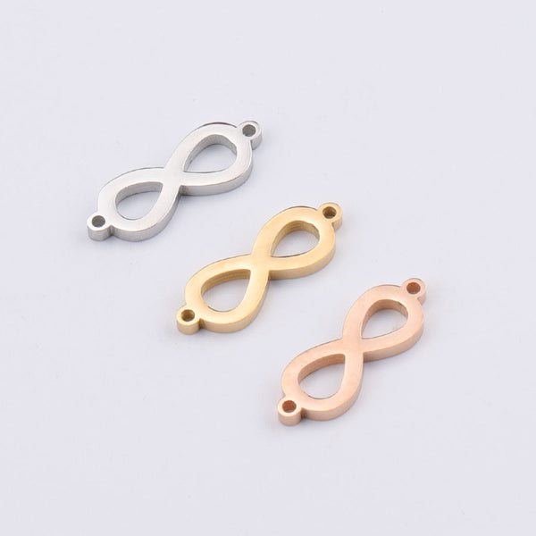 Mirror Stainless Infinity Infinity Pendant Double Hanging Figure 8 Connector Diy Jewelry Accessories 7*21mm
