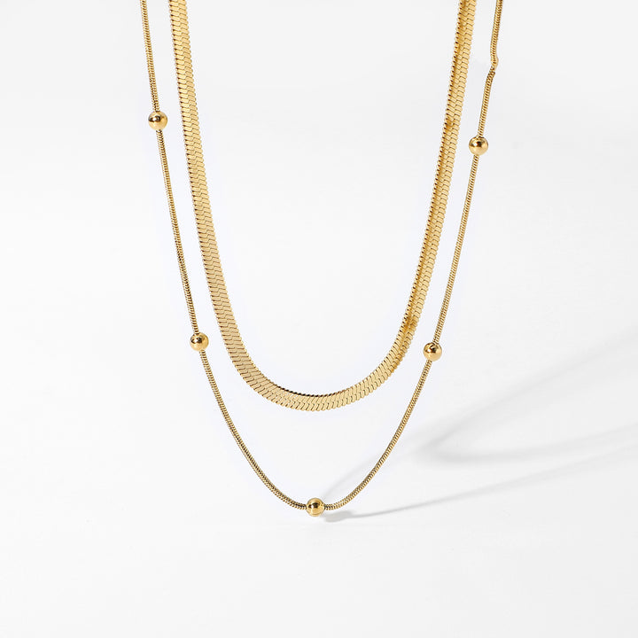 Stainless Steel Choker Necklace 18k Gold Plated Bead Chain Jewelry Snake Chain Necklace