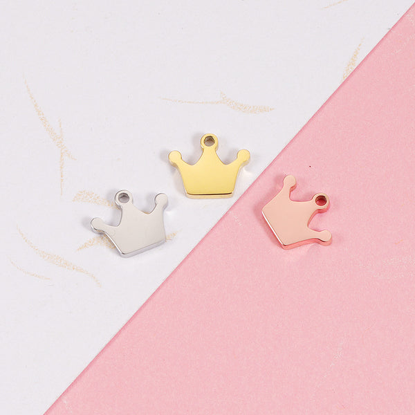 Stainless Steel Fine Polished Crown Jewelry Accessories Diy Crown Shape Bracelet Necklace Pendant Accessories