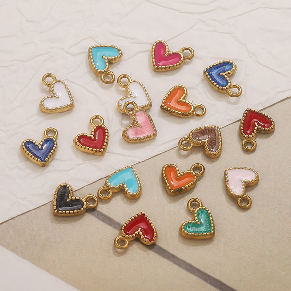 Stainless Steel Dripping Oil Small Love Pendant Diy Mobile Phone Small Pendant Accessories