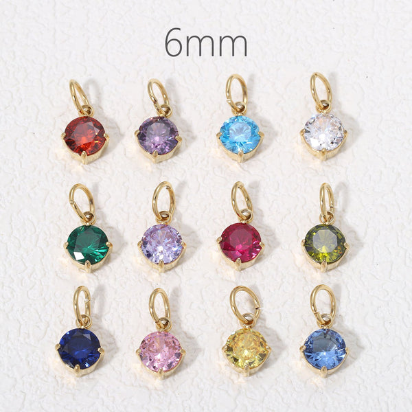 6mm Round Stainless Steel Stone Tray 3A Zircon Small Pendant Handmade DIY