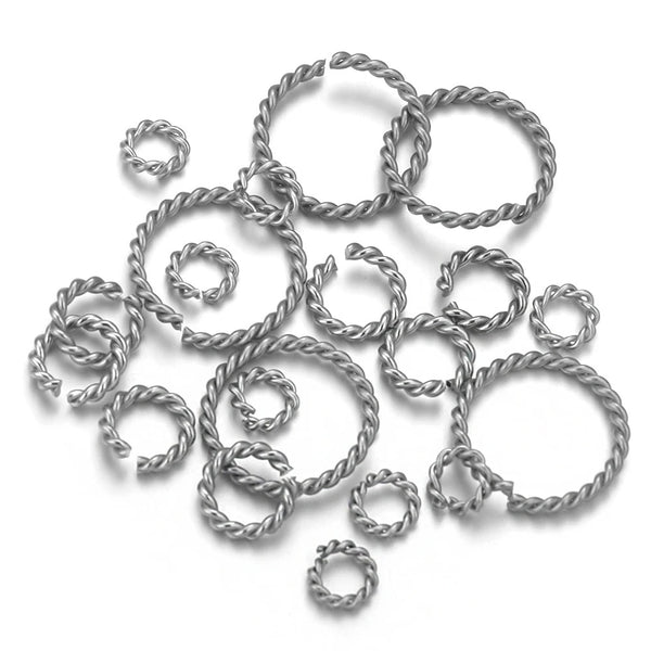 50PCS/Bag Stainless Steel Twist Open Loop Metal Connector Spiral Open Ring Diy Jewelry Making Supplies