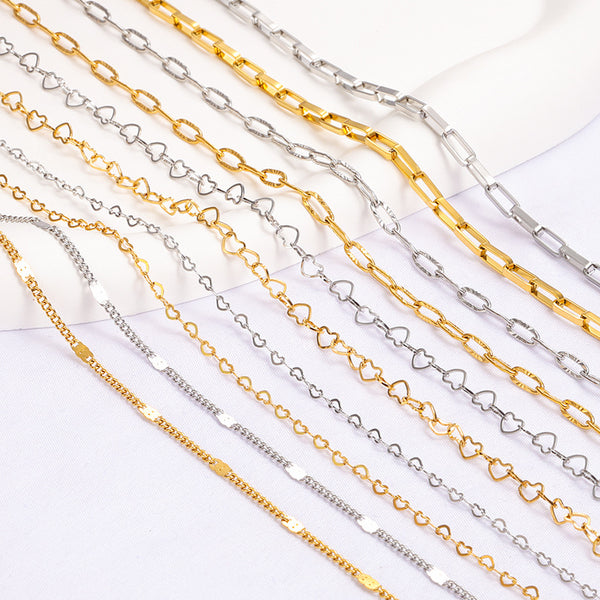 Stainless Steel Heart Chain Jewelry Diy Chain Necklace Bracelet Tassel Chain Making Material Thin Chain Fashion Accessories