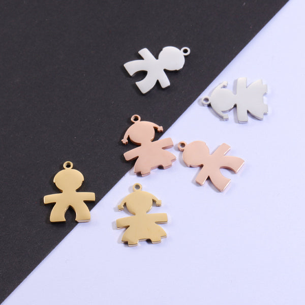 Mirror Stainless Steel Creative Boy And Girl Pendant Can Be Engraved Diy Jewelry Accessories Couple Pendant 15*20