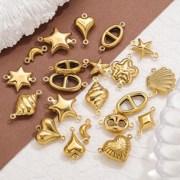 Stainless Steel Double Hole Hollow Pendant Heart Shape Jewelry Handmade Connector Jewelry Accessories