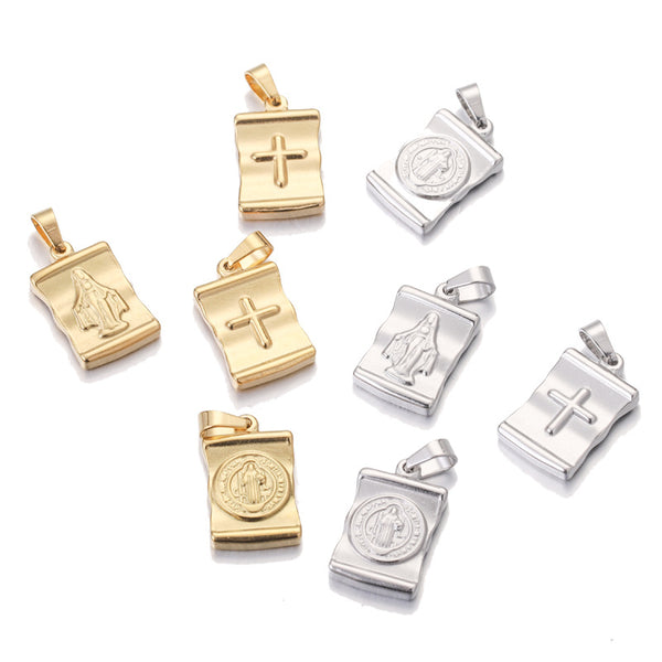 Stainless Steel Queen Cast Cross Pendant Trendy Hip Hop Necklace Diy Jewelry Accessories