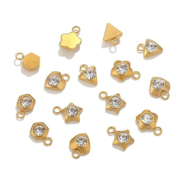 Stainless Steel Diamond-Encrusted Pendant White Diamond Zirconia Love Star