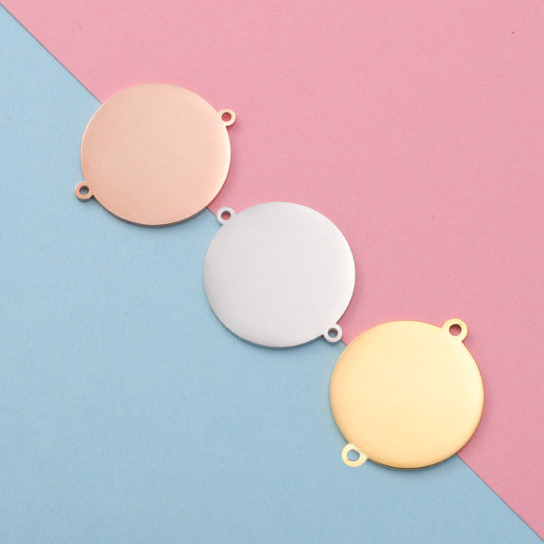 Mirror Stainless Steel Round Tag Jewelry Accessories Diy Outer Hole Disc Can Laser Engraving Pendant