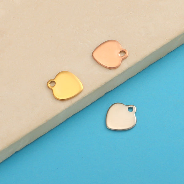 Mirror Stainless Steel Peach Heart Jewelry Accessories Diy Love Outer Single Hole Pendant