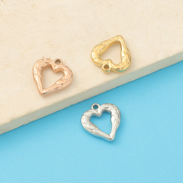 Stainless Steel Outer Single Hole Hollow Concave Concave Convex Peach Heart Heart Heart DIY Pendant Accessories