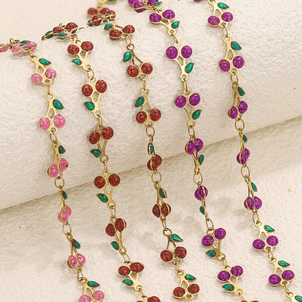 Stainless Steel Cherry Drip Oil Chain Diy Stainless Steel Handmade Chain