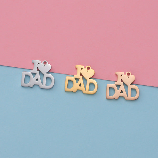 Mirror Stainless Steel Expressing Love Father's Day Gift Accessories Diy Openwork Letter Pendant