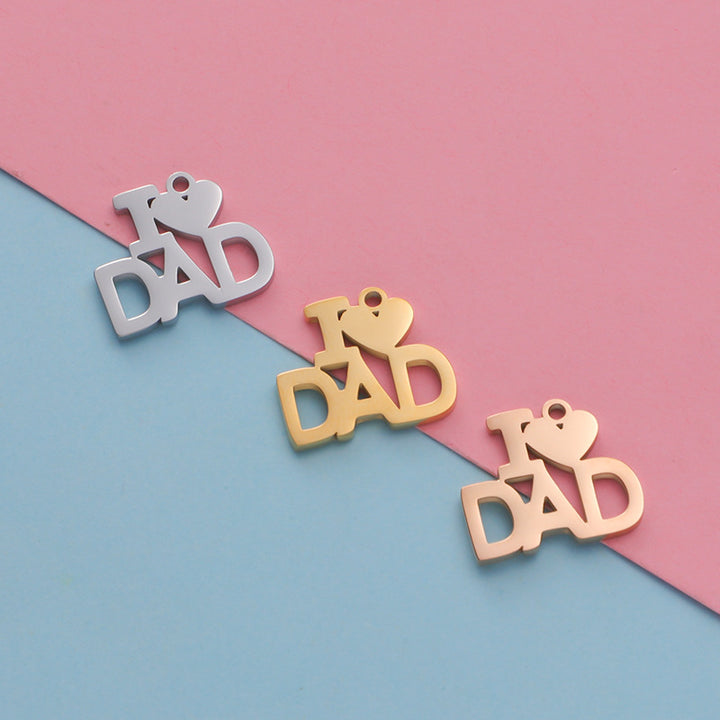 Mirror Stainless Steel Expressing Love Father's Day Gift Accessories Diy Openwork Letter Pendant