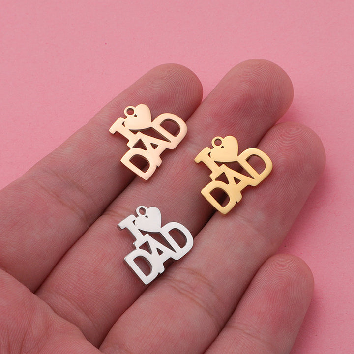 Mirror Stainless Steel Expressing Love Father's Day Gift Accessories Diy Openwork Letter Pendant