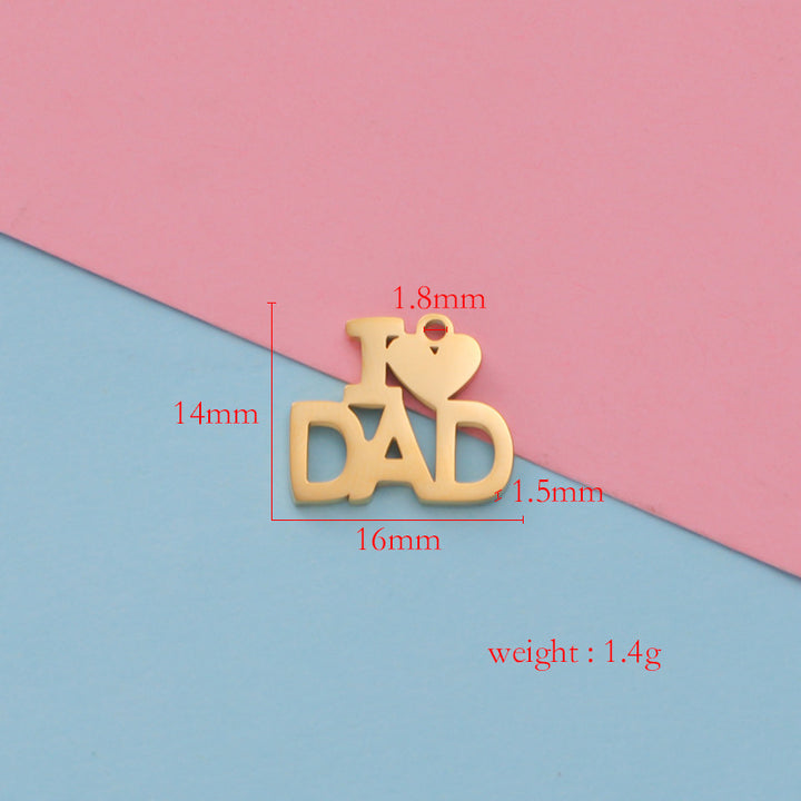 Mirror Stainless Steel Expressing Love Father's Day Gift Accessories Diy Openwork Letter Pendant