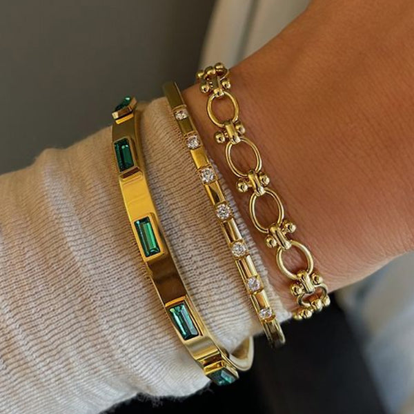 Stainless Steel Zircon Inlaid Bracelet Vintage Bracelet