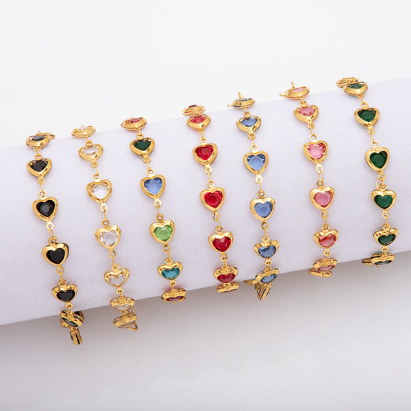 Love Hemmed Glass Stainless Steel Bracelet Inlaid With Gold Plated Anklets Necklace Waist Chain Personalized Peach Heart Jewelry