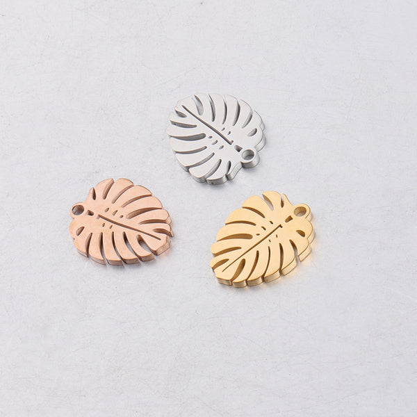 Mirror Golden Leaf Leaf Pendant DIY Stainless Steel Jewelry Accessories DIY Handmade Accessories Leaves 13x17mm