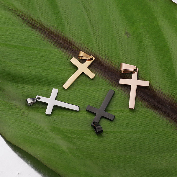 Hot Sale Mirror Polished Stainless Steel 14*21mm 17*32mm Cross Pendant Accessories Pendant With Melon Seed Buckle
