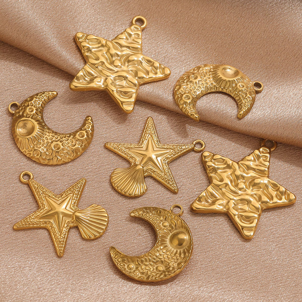 Stainless Steel Vacuum Gold Plated Pentagram Pendant DIY Pendant